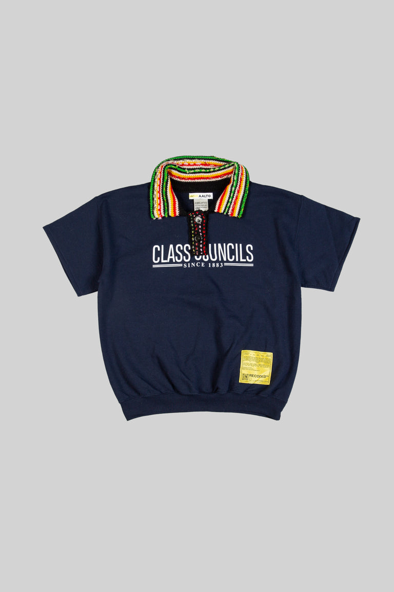 Knit Polo Collar Varsity Sweatshirt