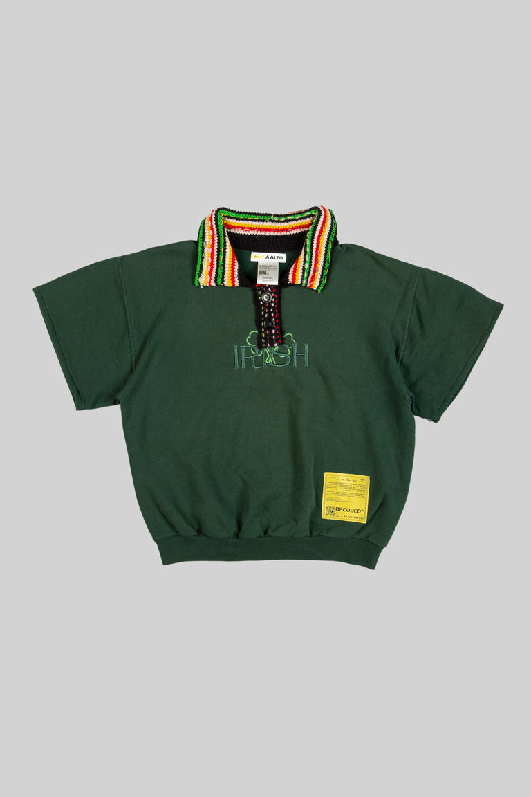 Knit Polo Collar Varsity Sweatshirt