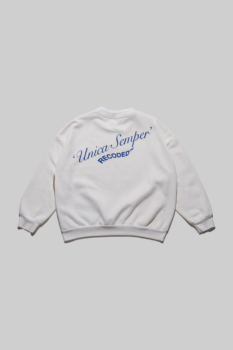 Monochromatic 'Unica Semper' Crewneck Sweatshirt