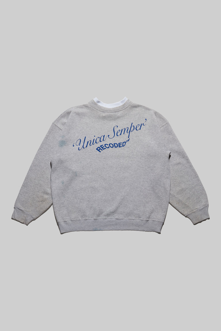 Monochromatic 'Unica Semper' Crewneck Sweatshirt