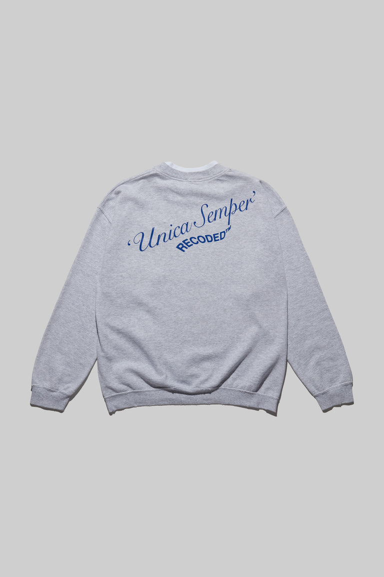 Monochromatic 'Unica Semper' Crewneck Sweatshirt