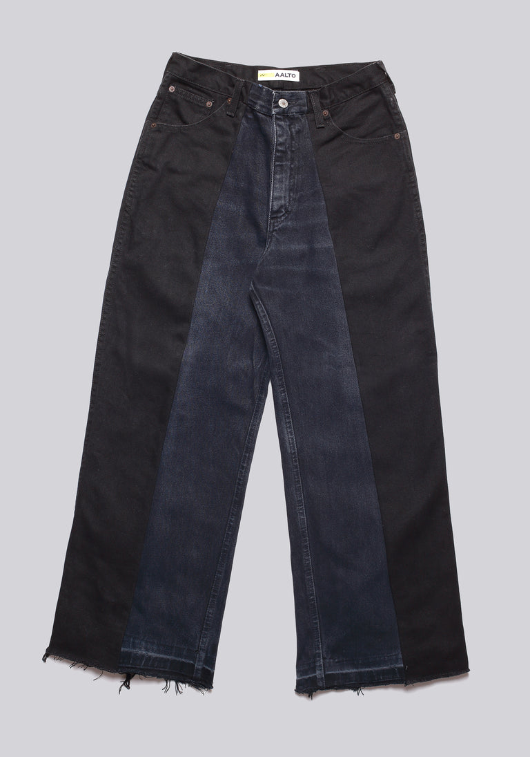 Large Biais Cut Split Denim