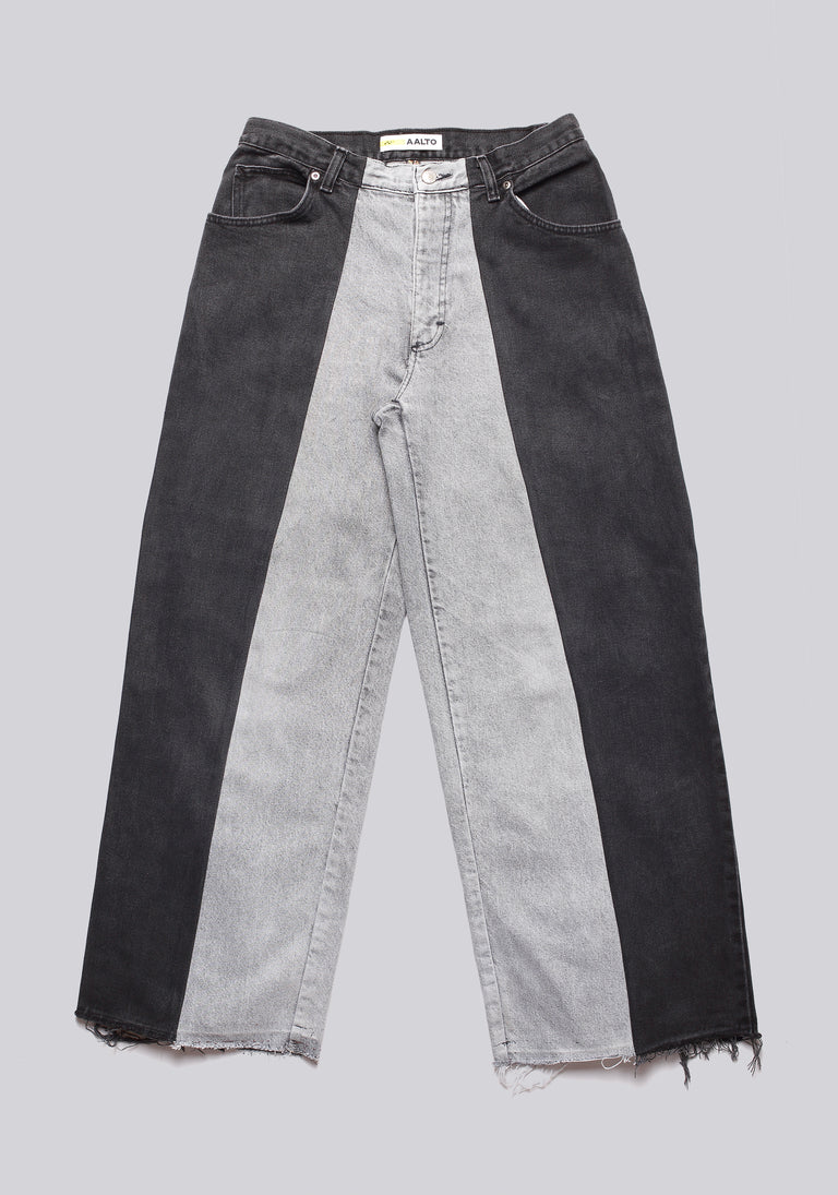 Large Biais Cut Split Denim