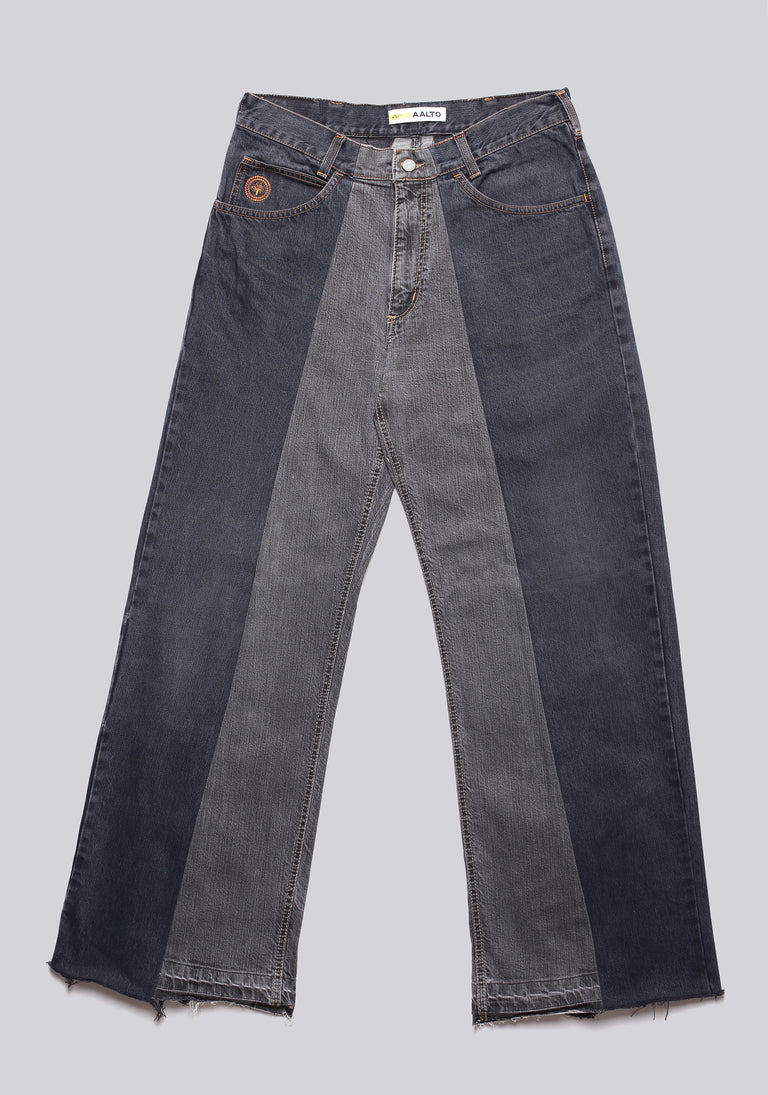 Large Biais Cut Split Denim