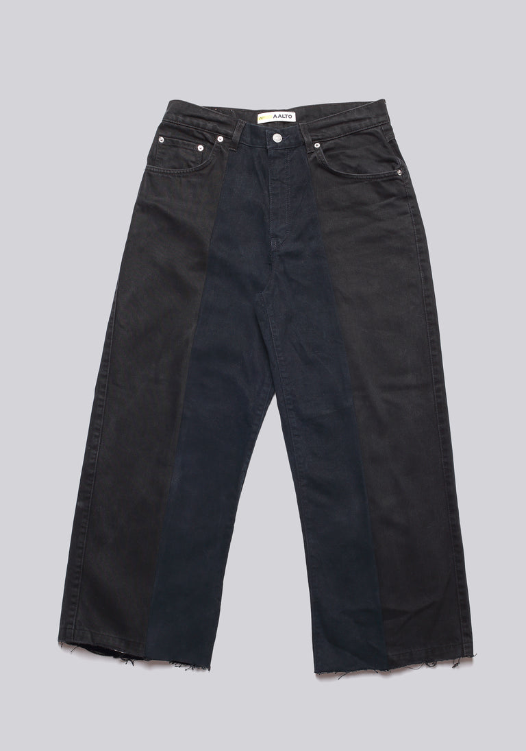 Large Biais Cut Split Denim