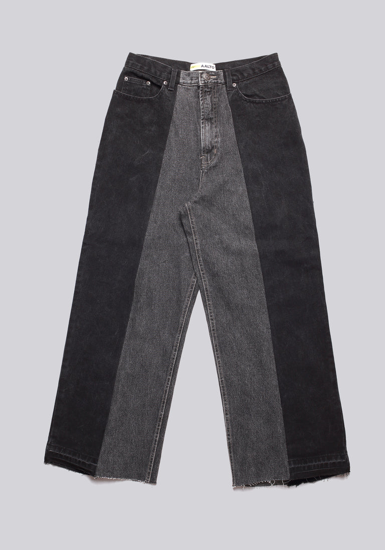 Large Biais Cut Split Denim