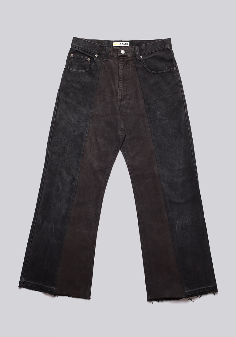 Large Biais Cut Split Denim
