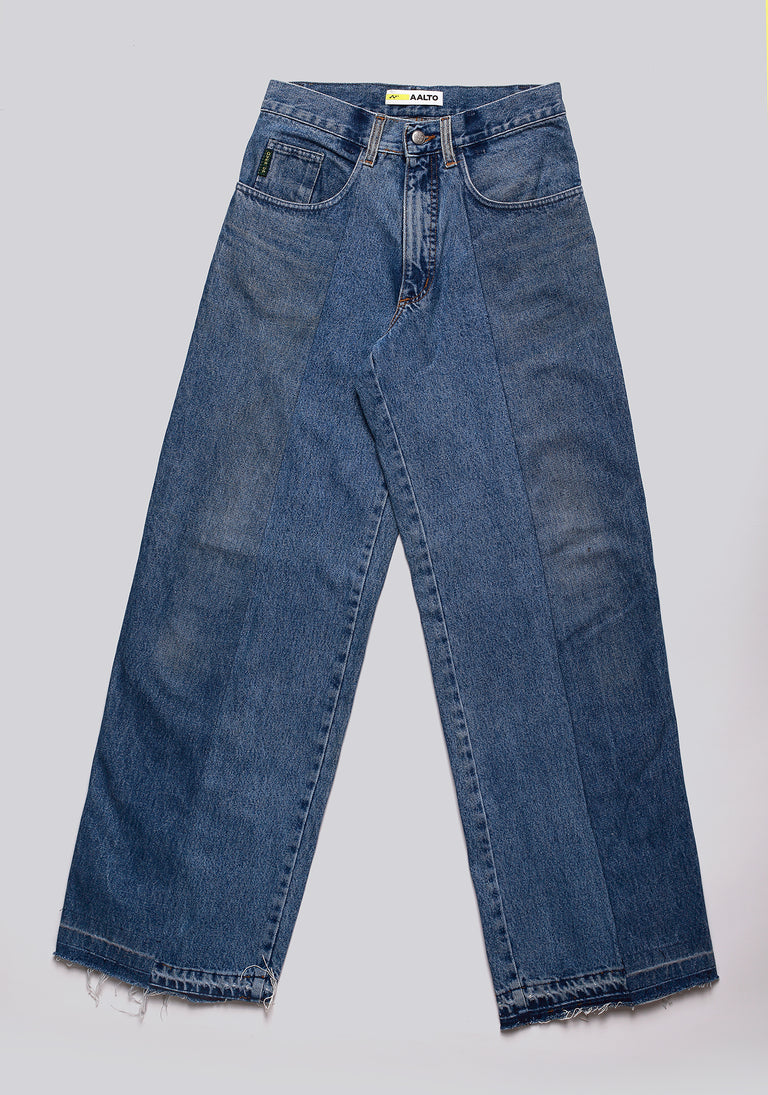 Large Biais Cut Split Denim