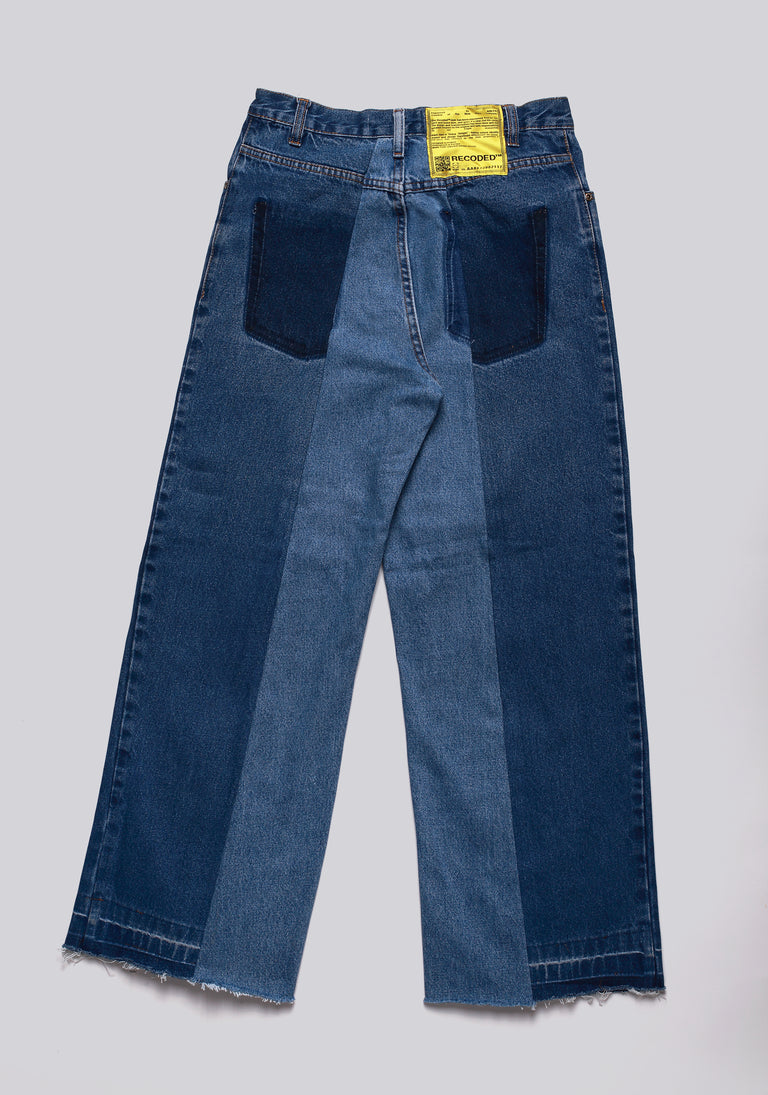 Large Biais Cut Split Denim