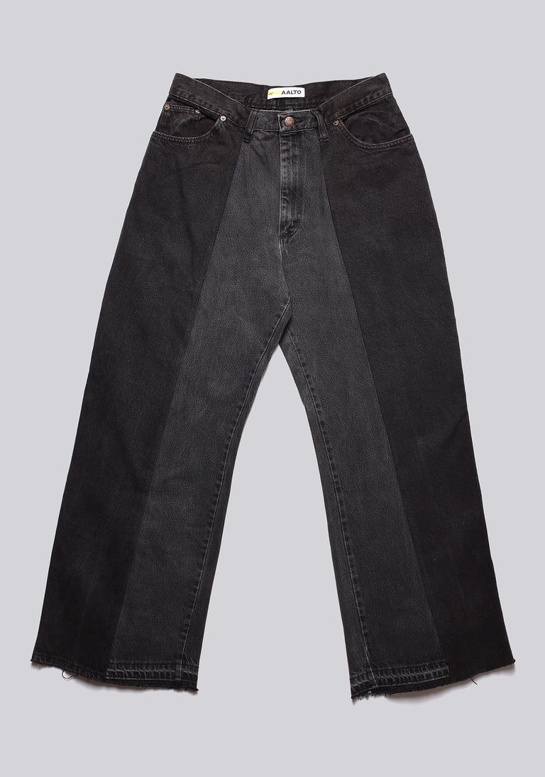 Large Biais Cut Split Denim