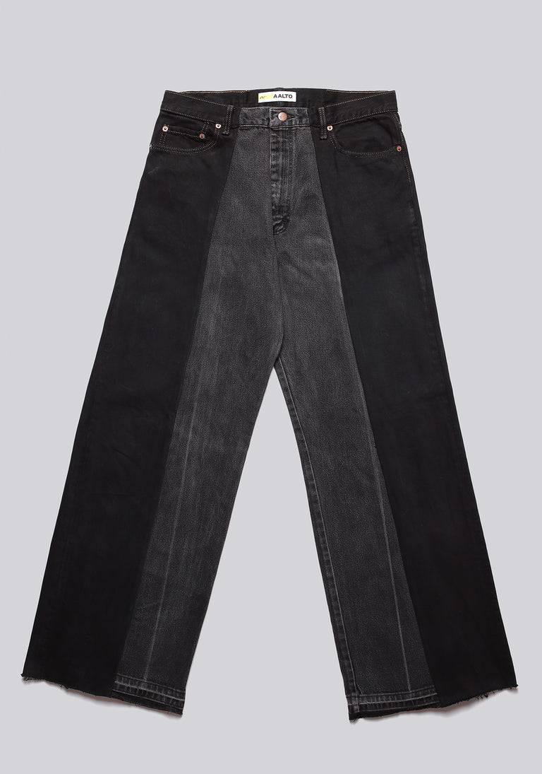 Large Biais Cut Split Denim