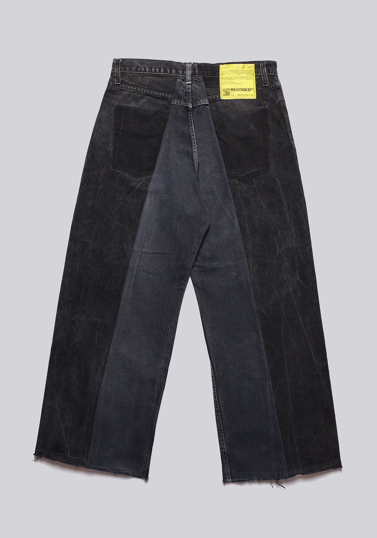 Large Biais Cut Split Denim
