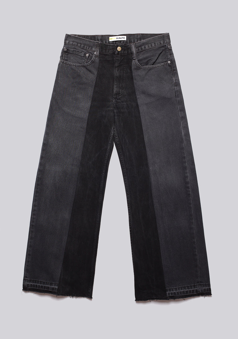 Large Biais Cut Split Denim