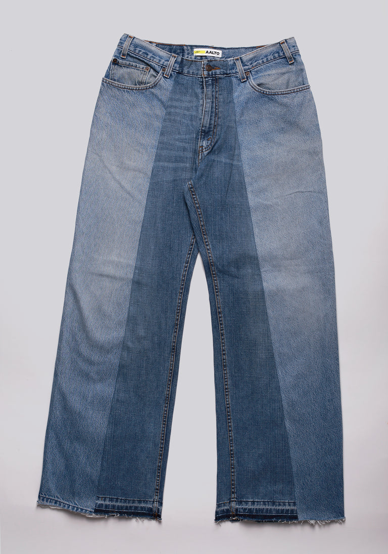 Large Biais Cut Split Denim