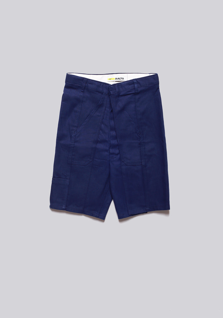Worker Blue Front Pleat Shorts
