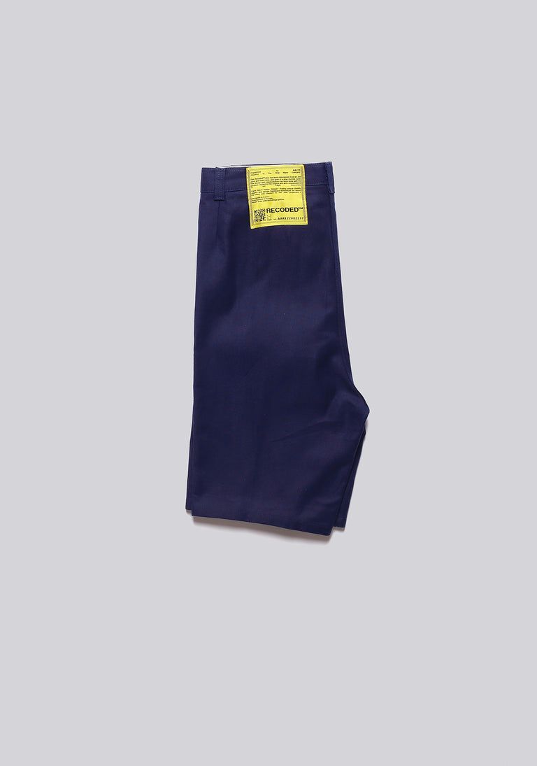Worker Blue Front Pleat Shorts