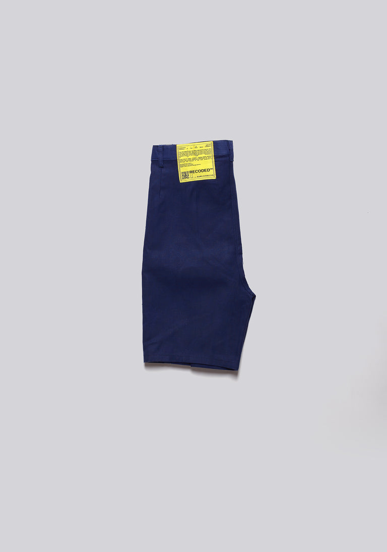 Worker Blue Front Pleat Shorts