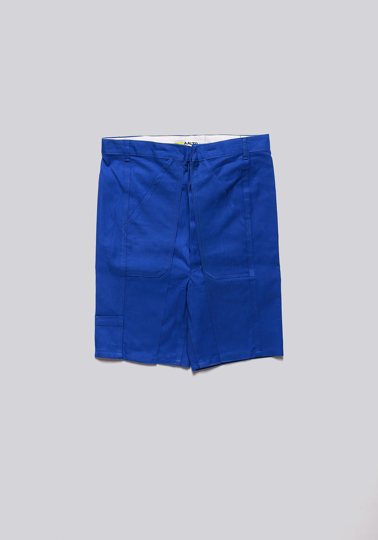 Worker Blue Front Pleat Shorts