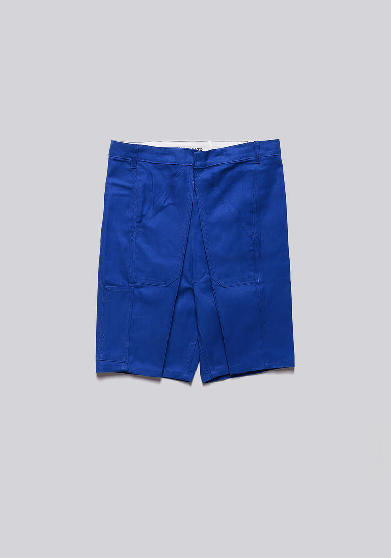 Worker Blue Front Pleat Shorts