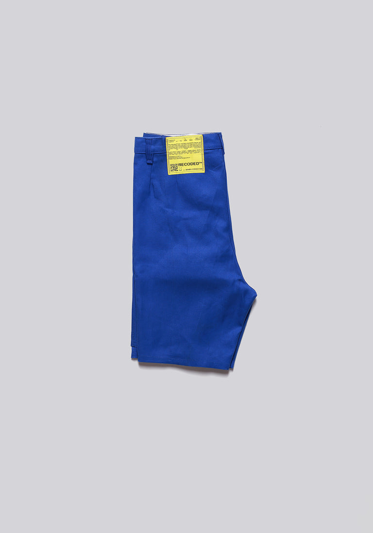 Worker Blue Front Pleat Shorts