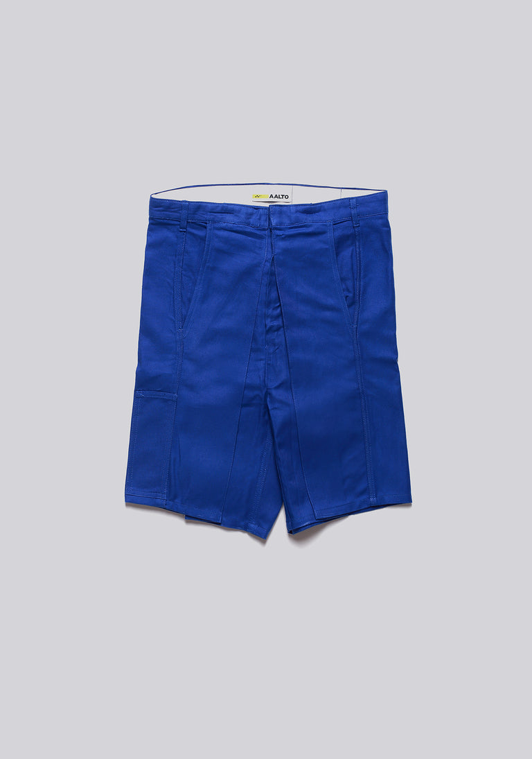 Worker Blue Front Pleat Shorts