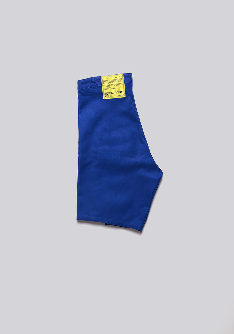 Worker Blue Front Pleat Shorts