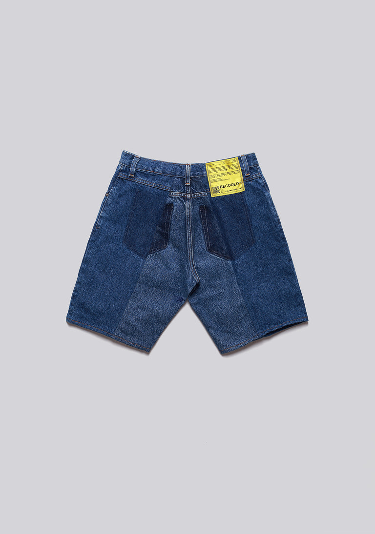 Large Biais Cut Split Denim Shorts