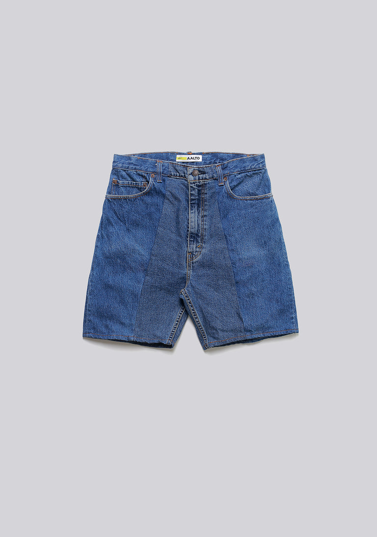 Large Biais Cut Split Denim Shorts