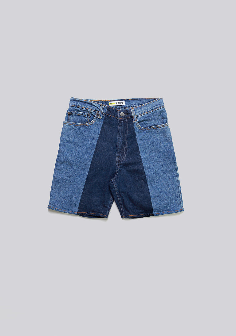 Large Biais Cut Split Denim Shorts