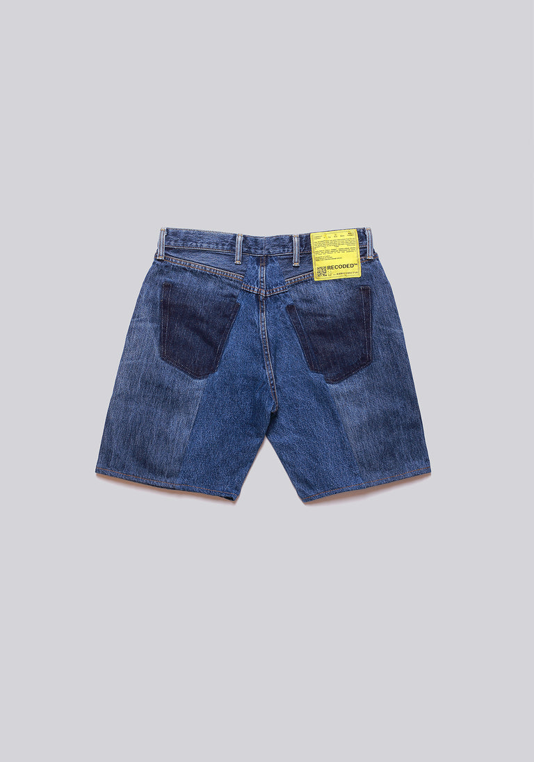 Large Biais Cut Split Denim Shorts