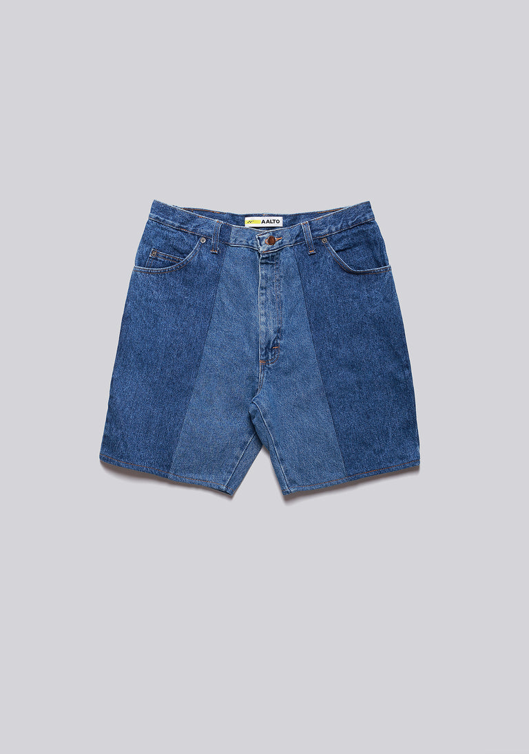 Large Biais Cut Split Denim Shorts