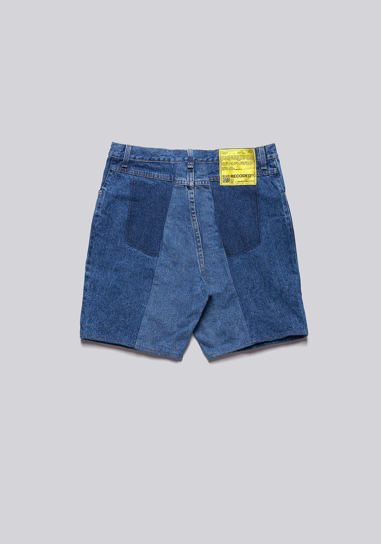 Large Biais Cut Split Denim Shorts