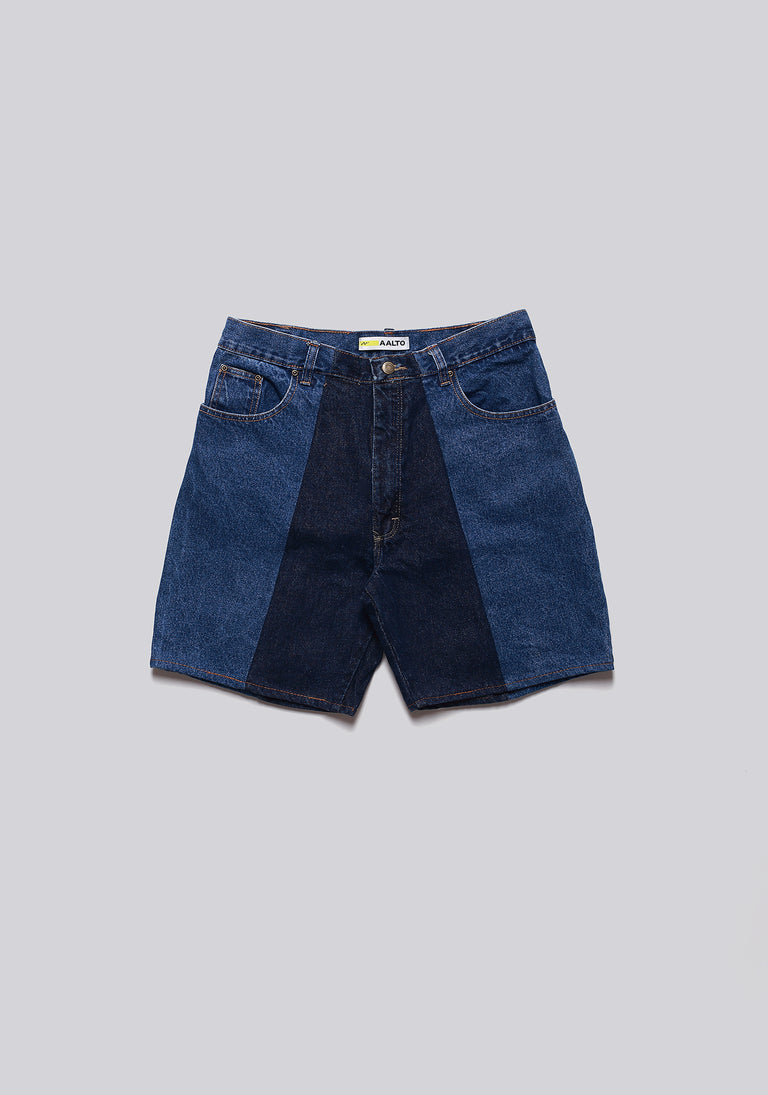 Large Biais Cut Split Denim Shorts