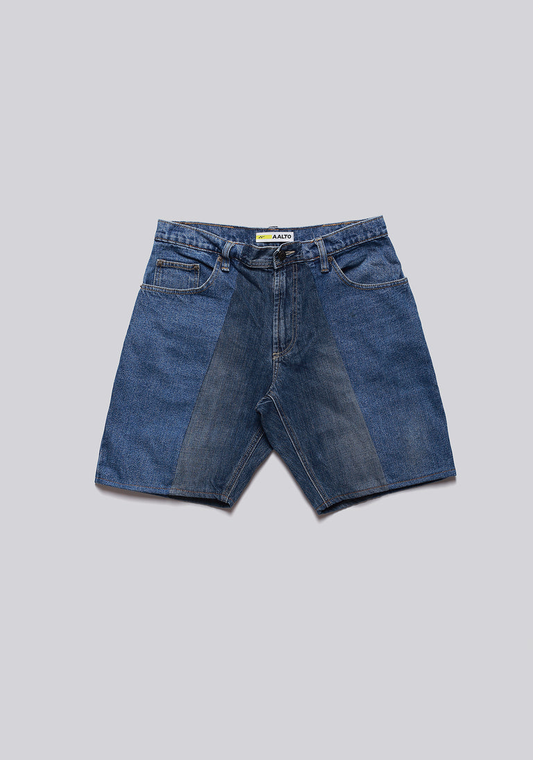Large Biais Cut Split Denim Shorts