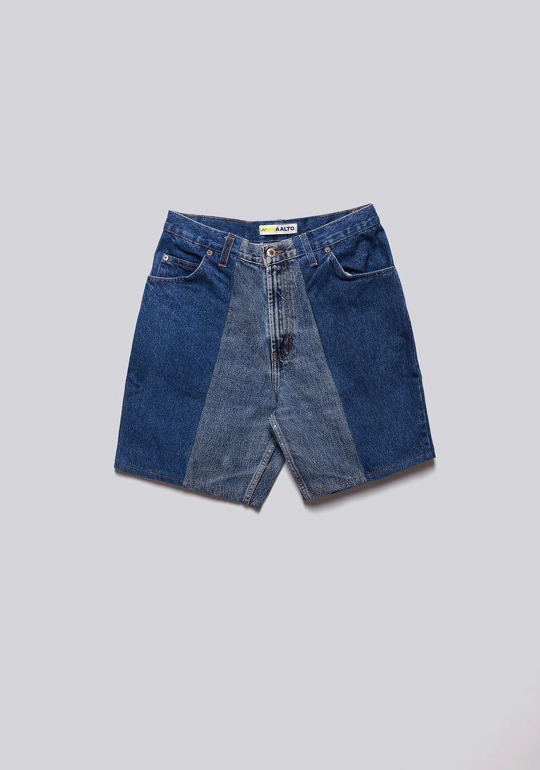Large Biais Cut Split Denim Shorts