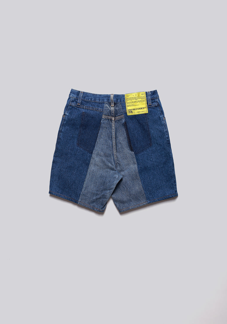 Large Biais Cut Split Denim Shorts