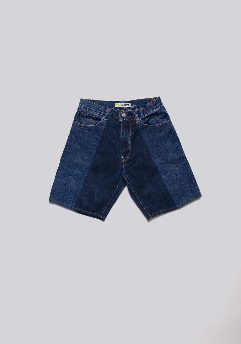 Large Biais Cut Split Denim Shorts
