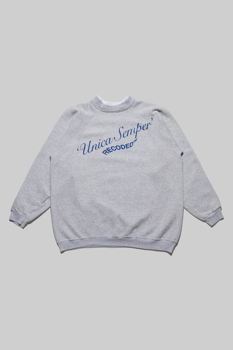 Monochromatic 'Unica Semper' Crewneck Sweatshirt