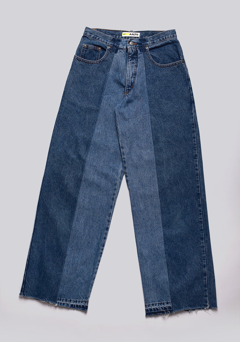 Large Biais Cut Split Denim