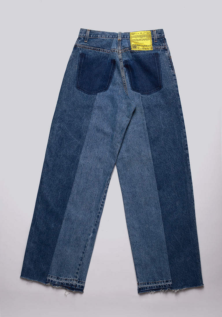 Large Biais Cut Split Denim