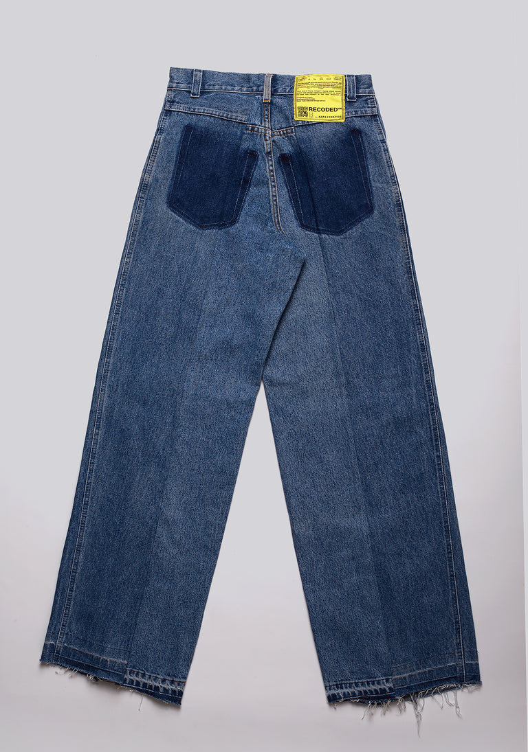 Large Biais Cut Split Denim