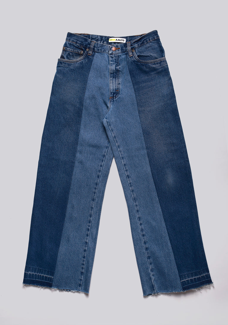 Large Biais Cut Split Denim