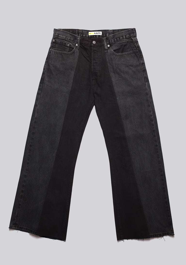 Large Biais Cut Split Denim