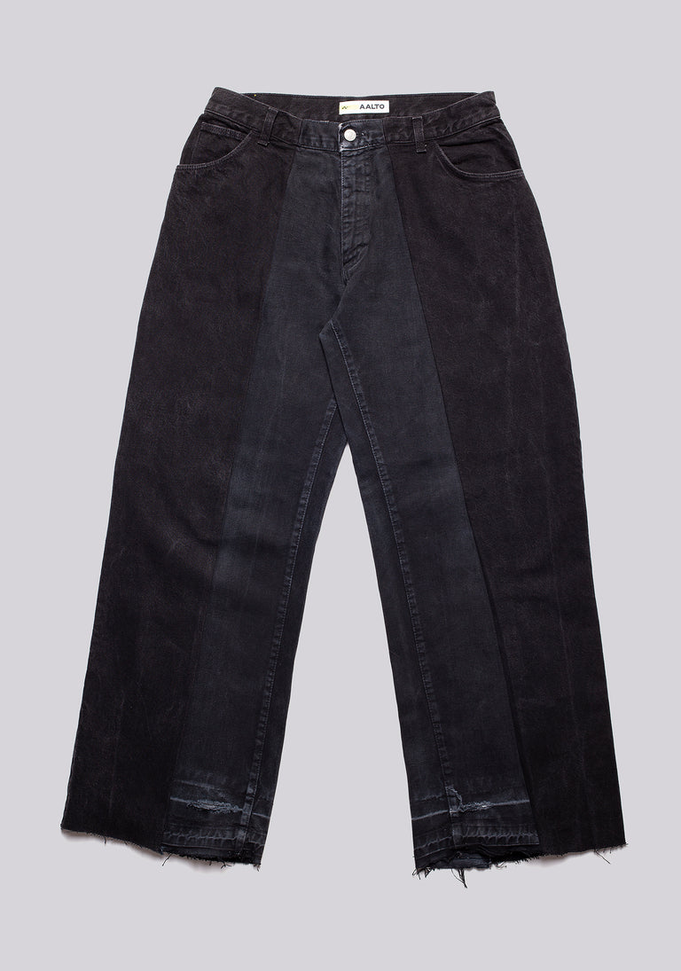 Large Biais Cut Split Denim