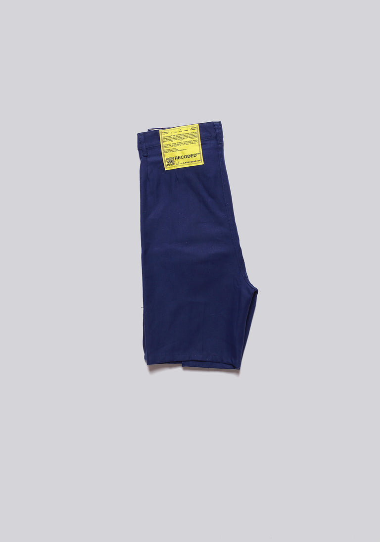 Worker Blue Front Pleat Shorts