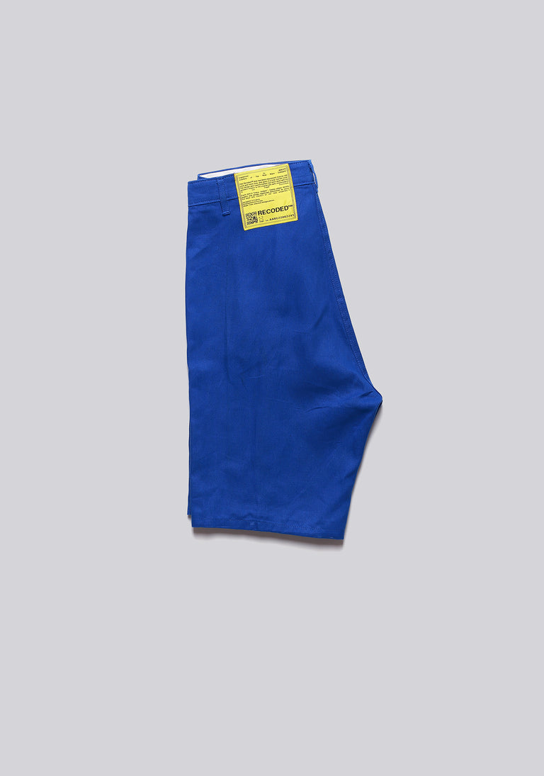 Worker Blue Front Pleat Shorts