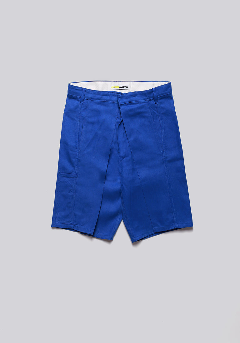 Worker Blue Front Pleat Shorts