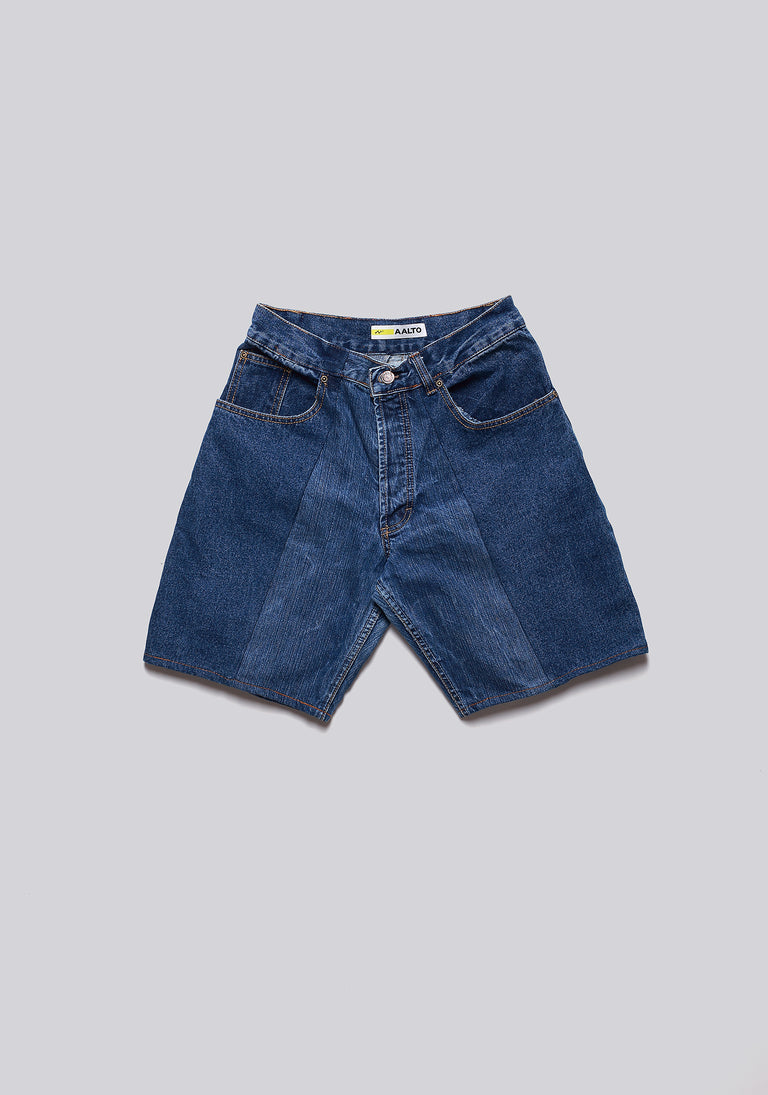 Large Biais Cut Split Denim Shorts