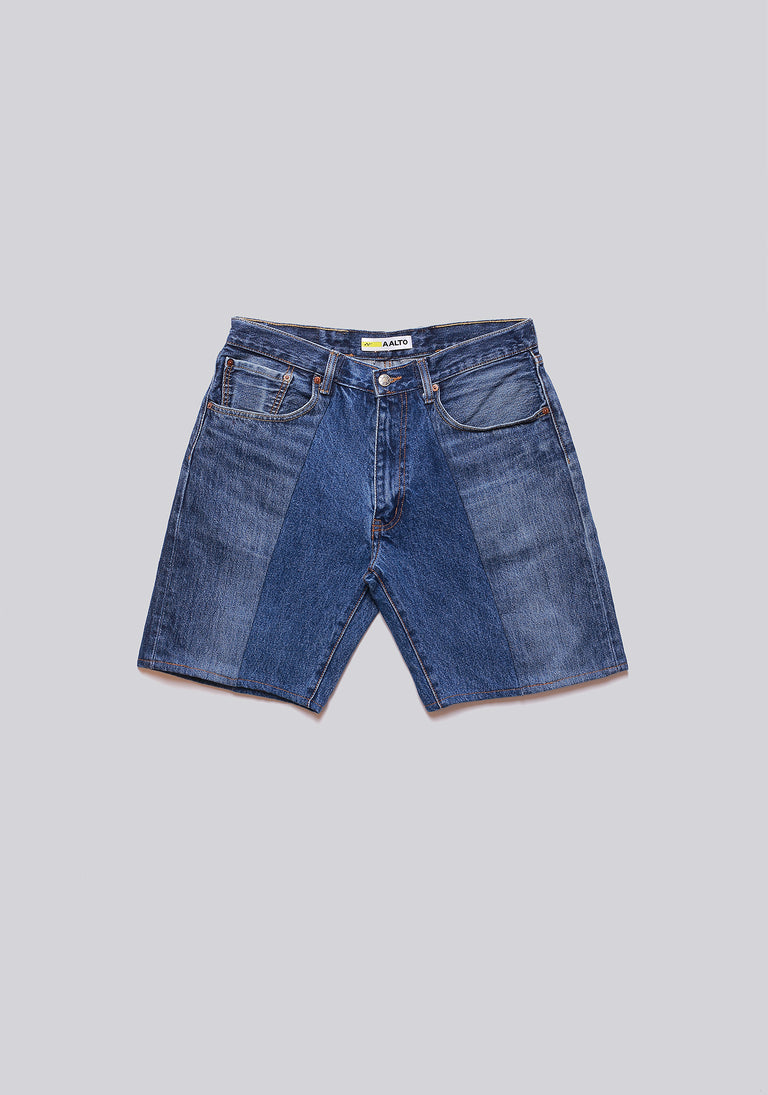 Large Biais Cut Split Denim Shorts