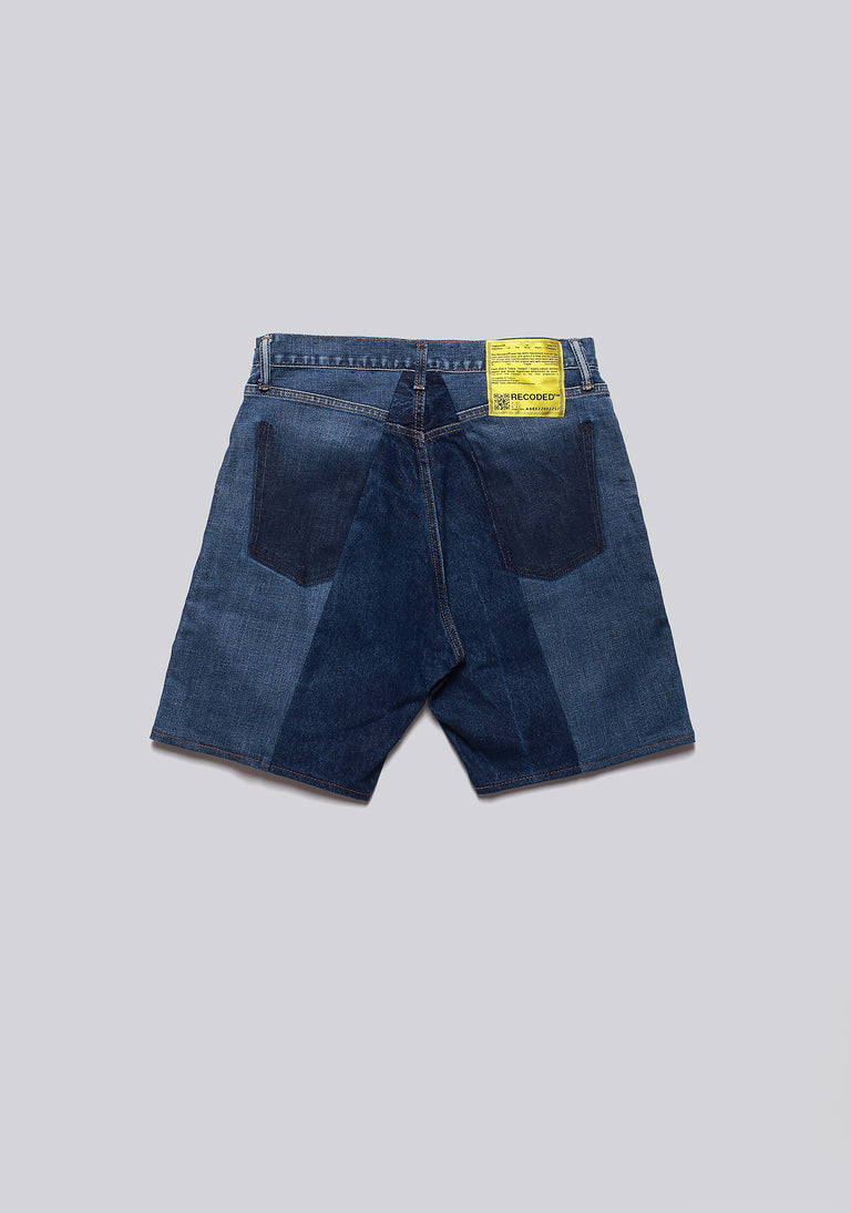 Large Biais Cut Split Denim Shorts